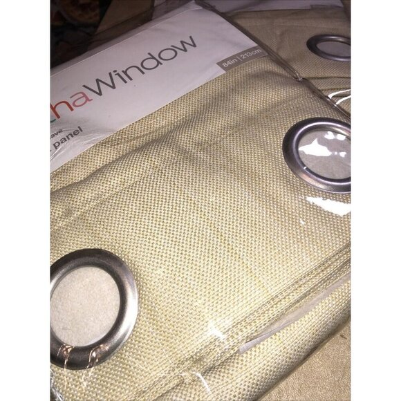 Pair MARTHA WINDOW  Grommet Panel 50” X 84"  Yellow Moss - Picture 2 of 5